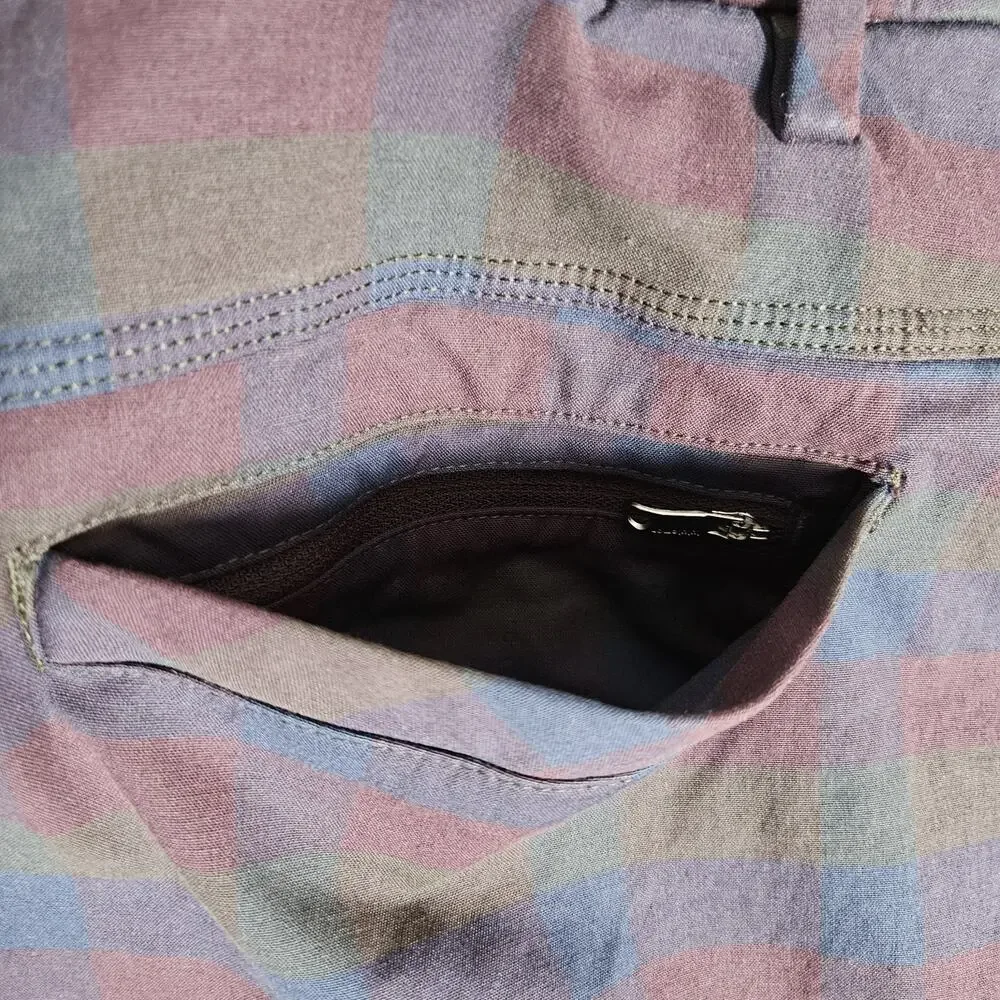 Lululemon Commission Shorts Mens 38 Blue Maroon Plaid Check Stretch‎ 10